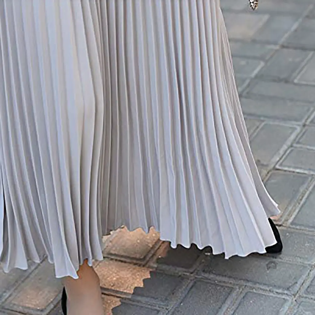2023 Summer Chiffon Pleated Skirt Half Length Pink — feature 11