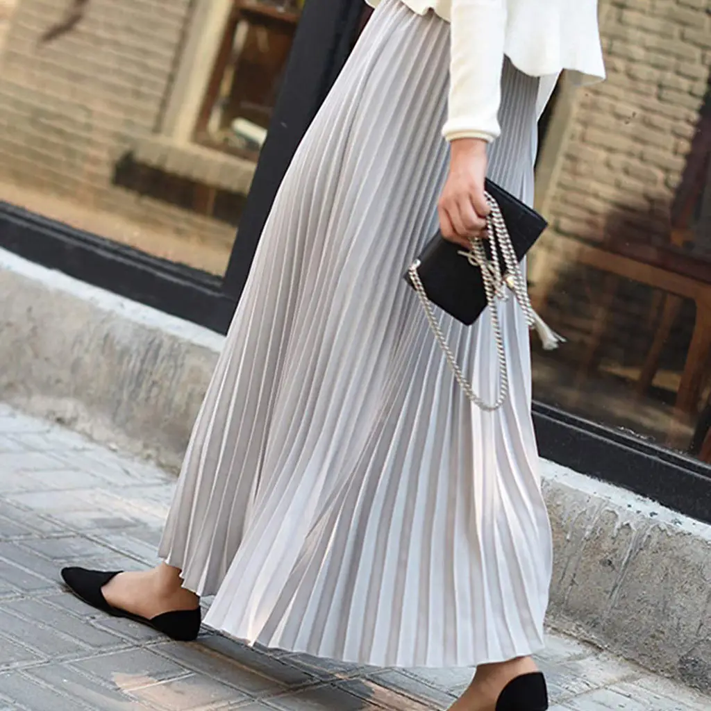 2023 Summer Chiffon Pleated Skirt Half Length Pink — feature 12