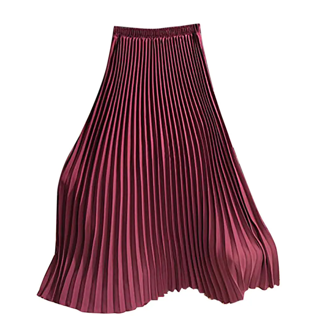 2023 Summer Chiffon Pleated Skirt Half Length Pink — feature 17