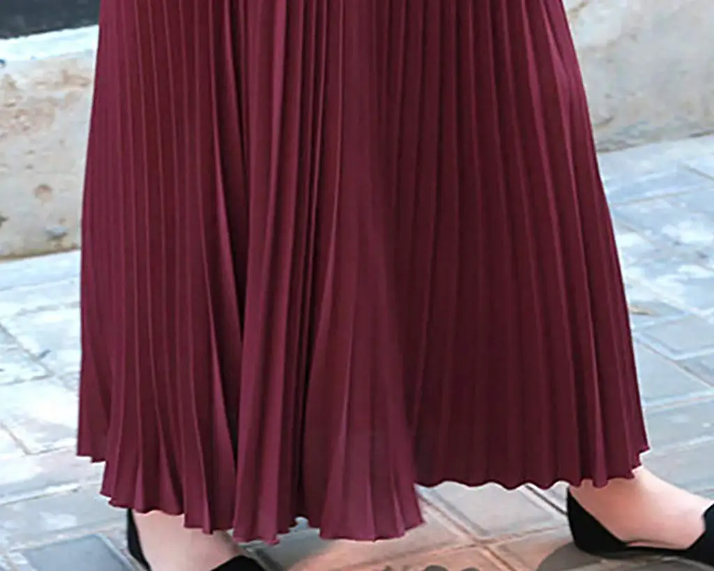 2023 Summer Chiffon Pleated Skirt Half Length Pink — feature 19