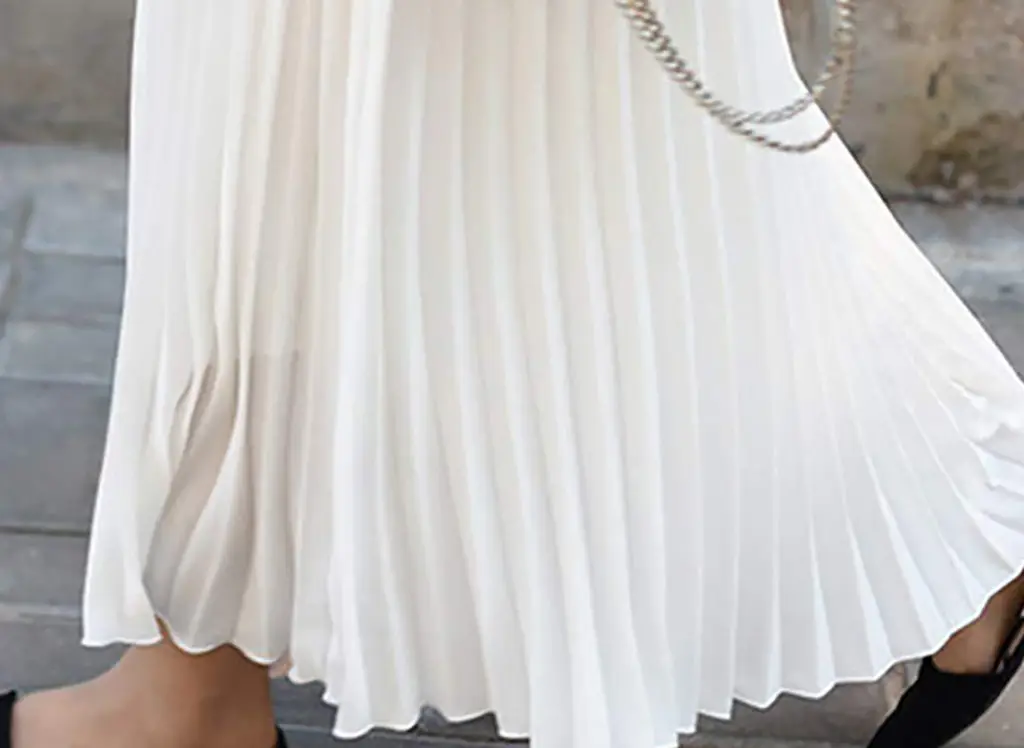 2023 Summer Chiffon Pleated Skirt Half Length Pink — feature 25
