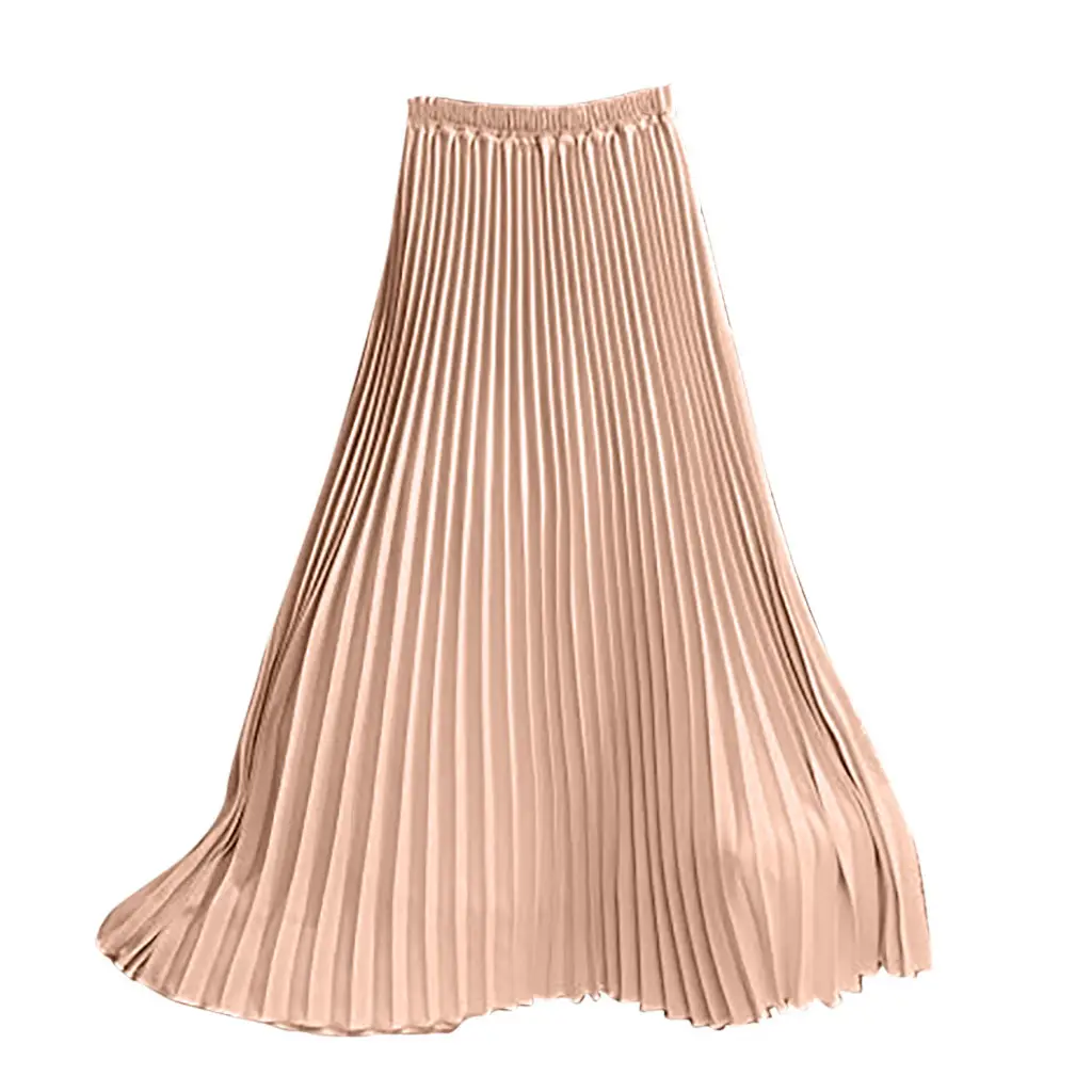 2023 Summer Chiffon Pleated Skirt Half Length Pink — feature 28