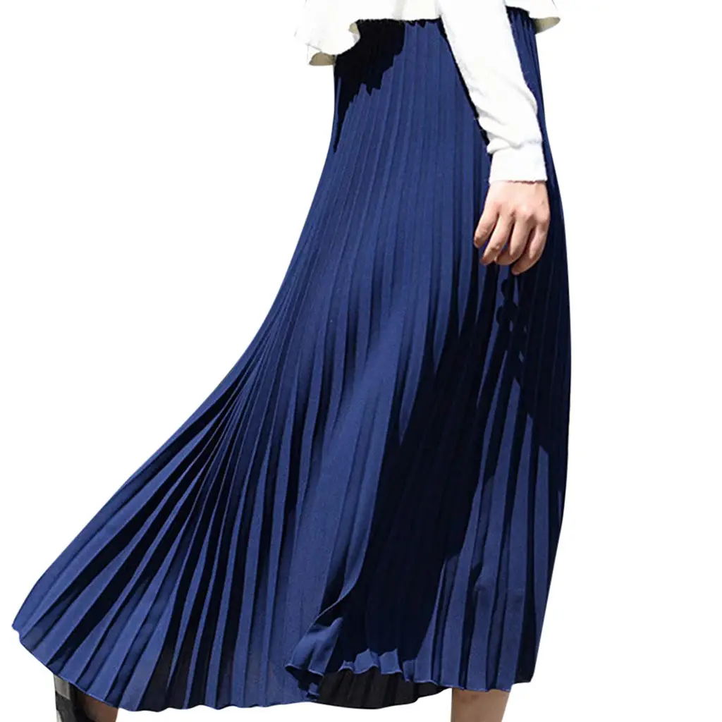 2023 Summer Chiffon Pleated Skirt Half Length Pink — feature 3