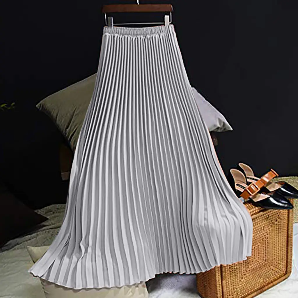 2023 Summer Chiffon Pleated Skirt Half Length Pink — feature 33