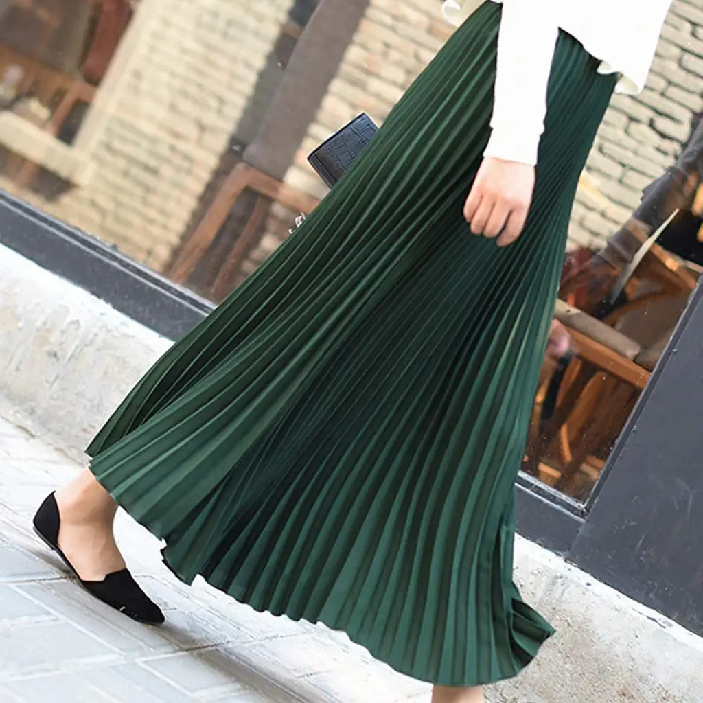 2023 Summer Chiffon Pleated Skirt Half Length Pink — feature 35