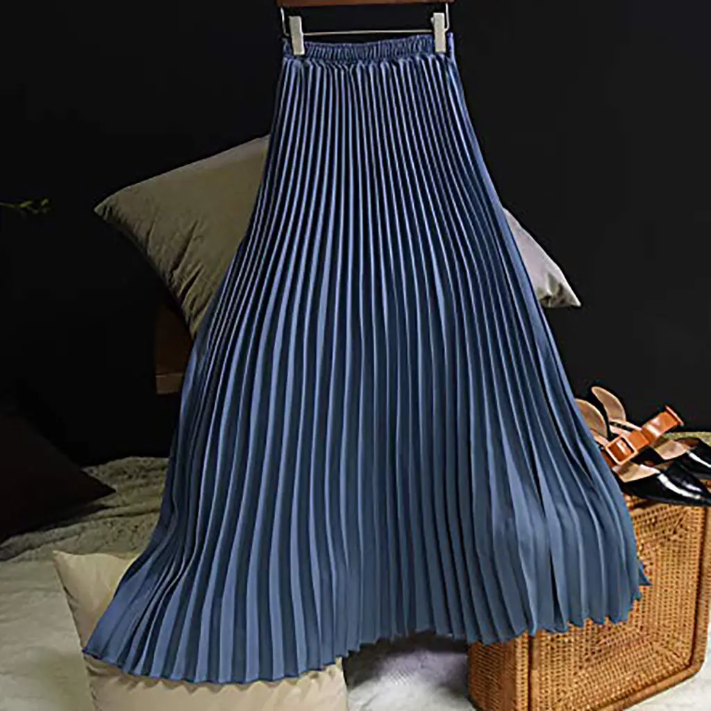2023 Summer Chiffon Pleated Skirt Half Length Pink — feature 40