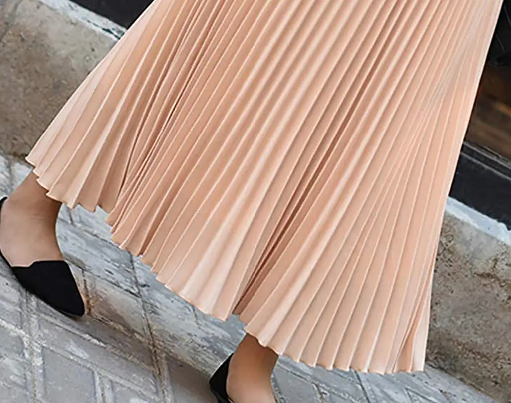 2023 Summer Chiffon Pleated Skirt Half Length Pink — feature 41