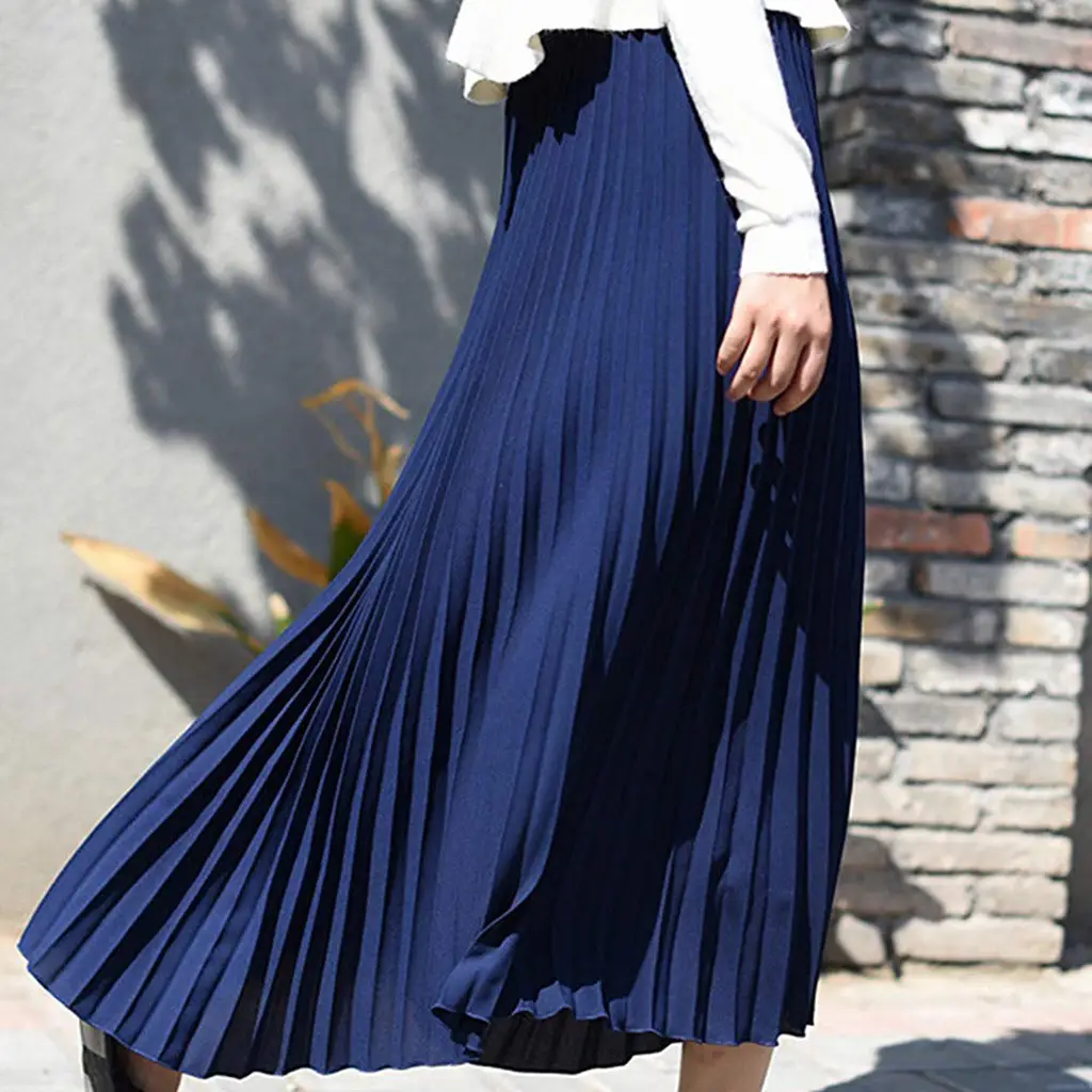 2023 Summer Chiffon Pleated Skirt Half Length Pink — feature 8