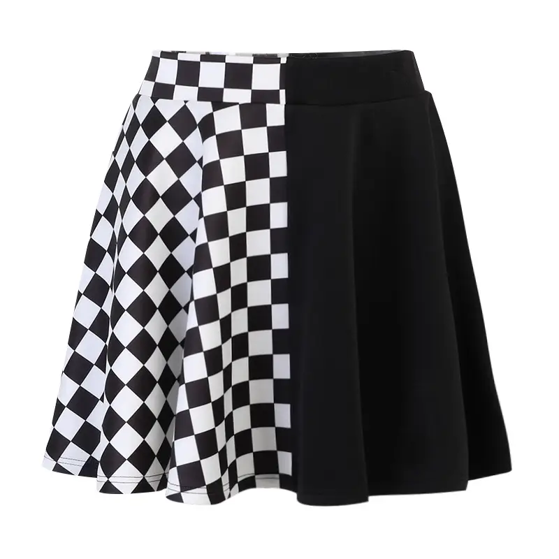 Black Houndstooth Checkered Skirt for Women Summer 2024
