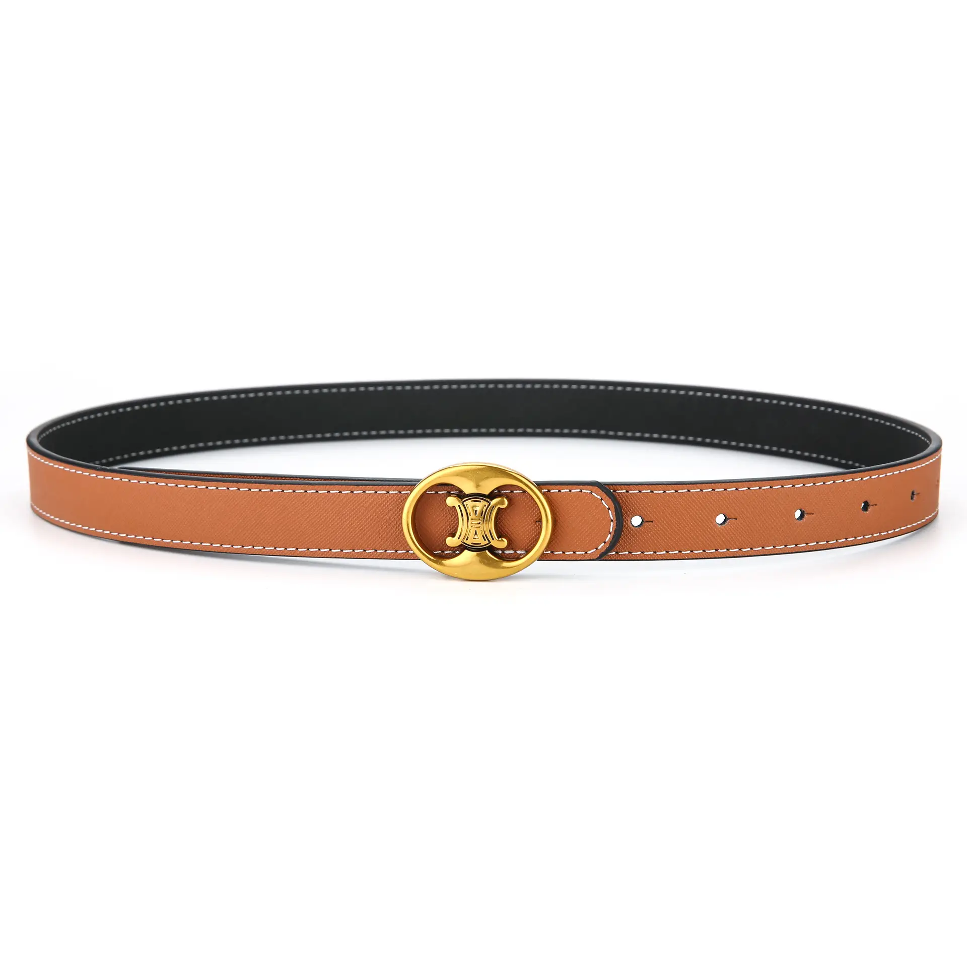 Women's Double Sided Genuine Leather Belt Brown Black - Image 14