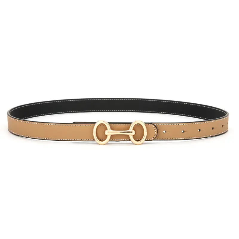 Women's Double Sided Genuine Leather Belt Brown Black - Image 2