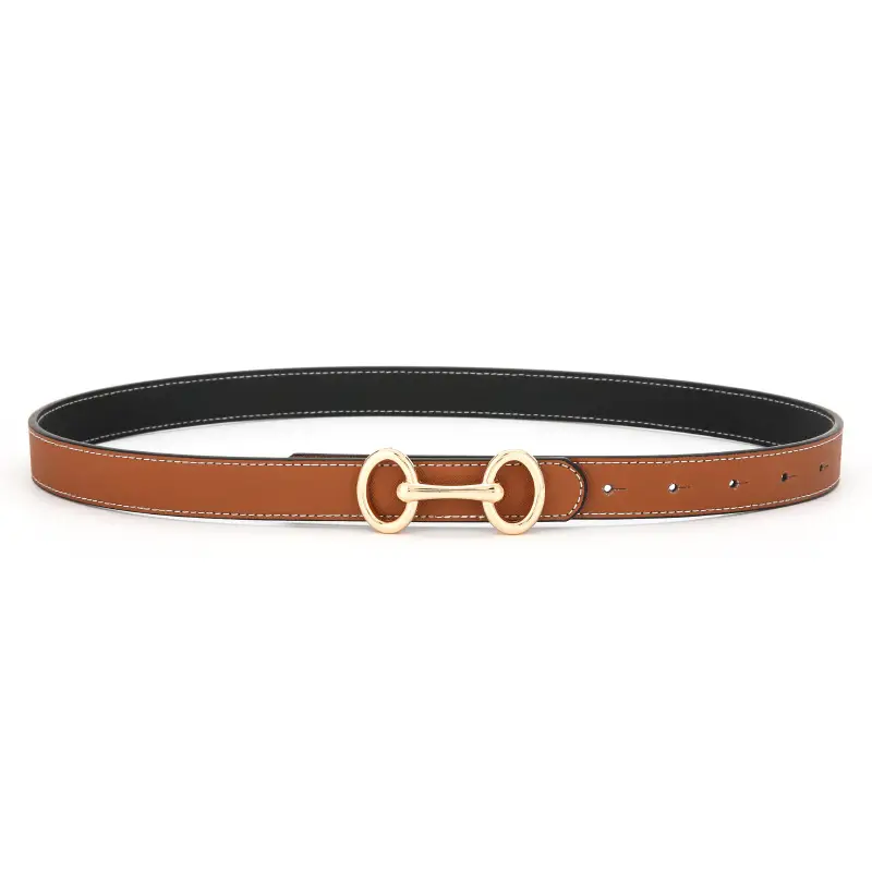 Women's Double Sided Genuine Leather Belt Brown Black - Image 4