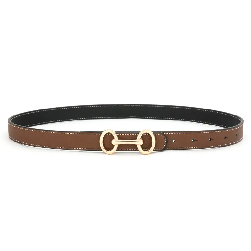 Women's Double Sided Genuine Leather Belt Brown Black - Image 5