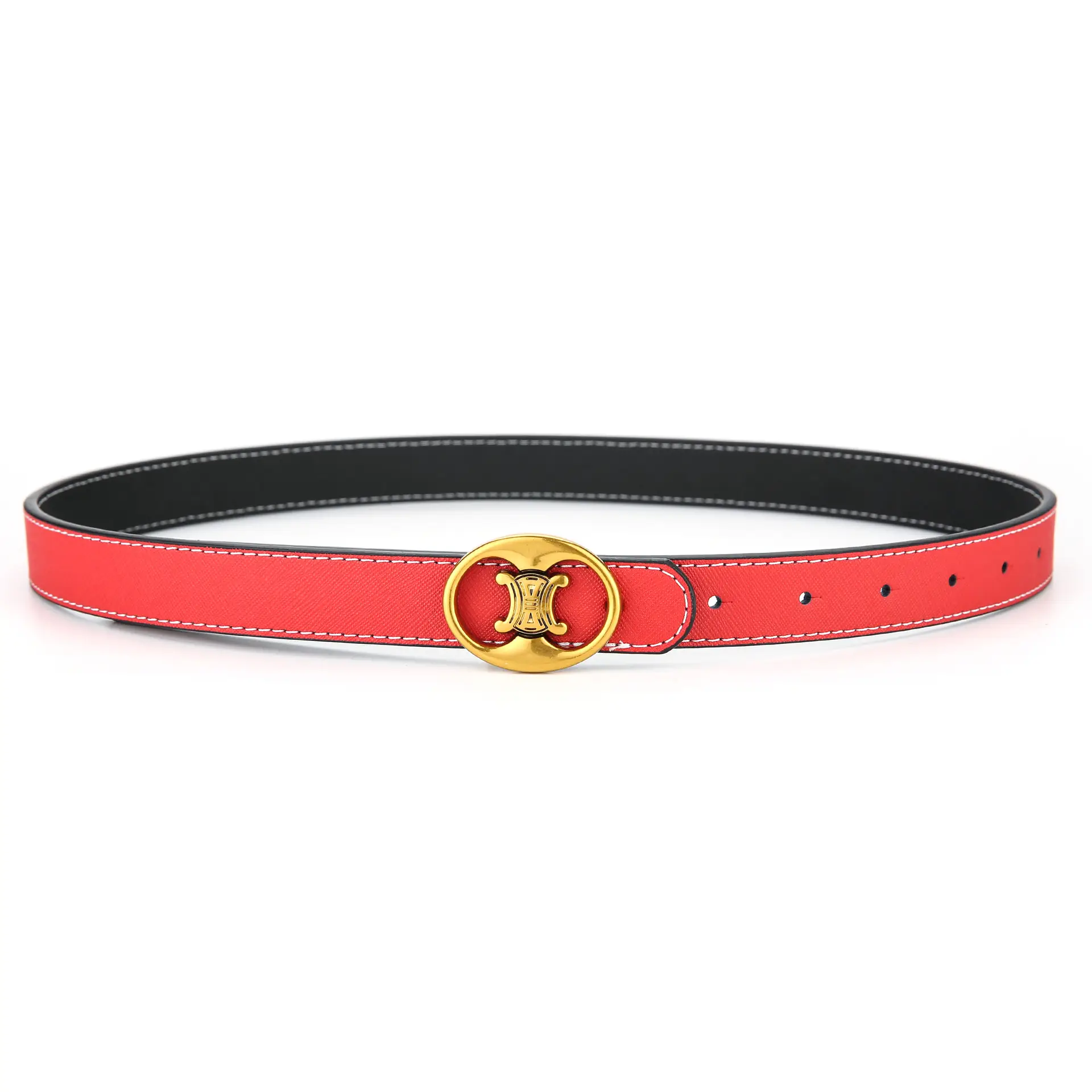 Women's Double Sided Genuine Leather Belt Brown Black - Image 7