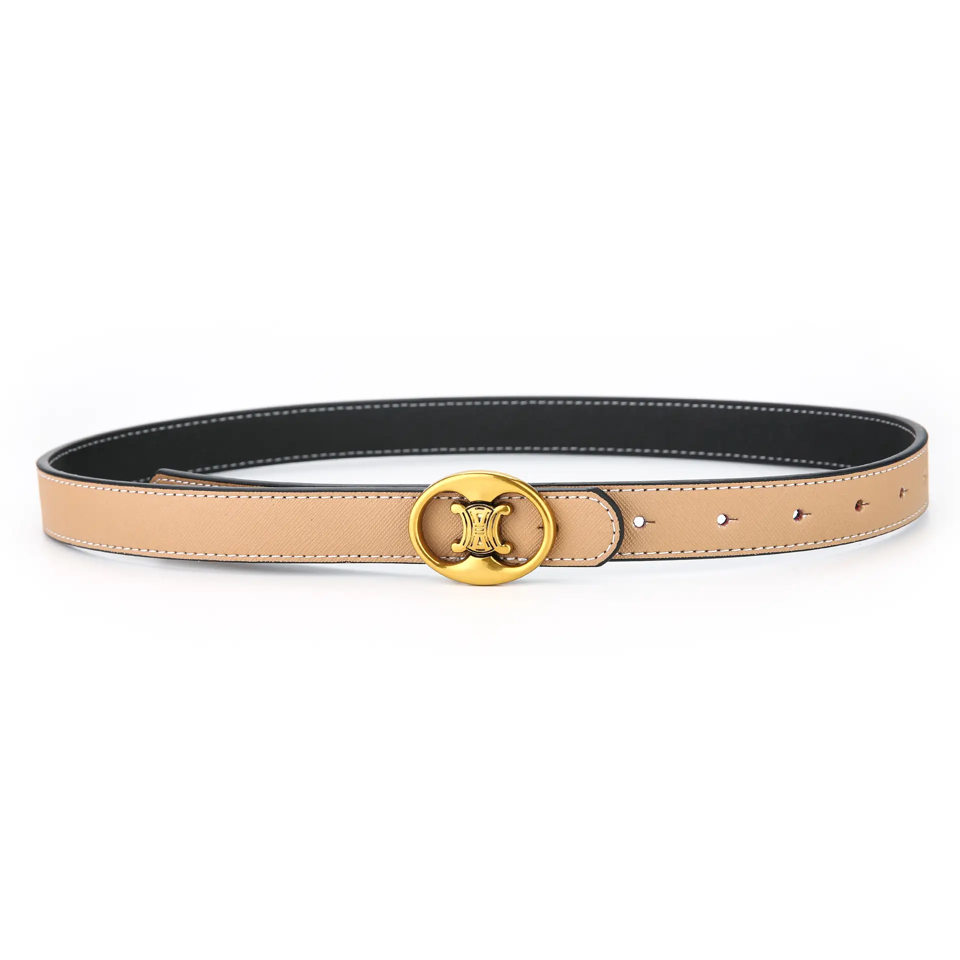 Women's Double Sided Genuine Leather Belt Brown Black - Image 8