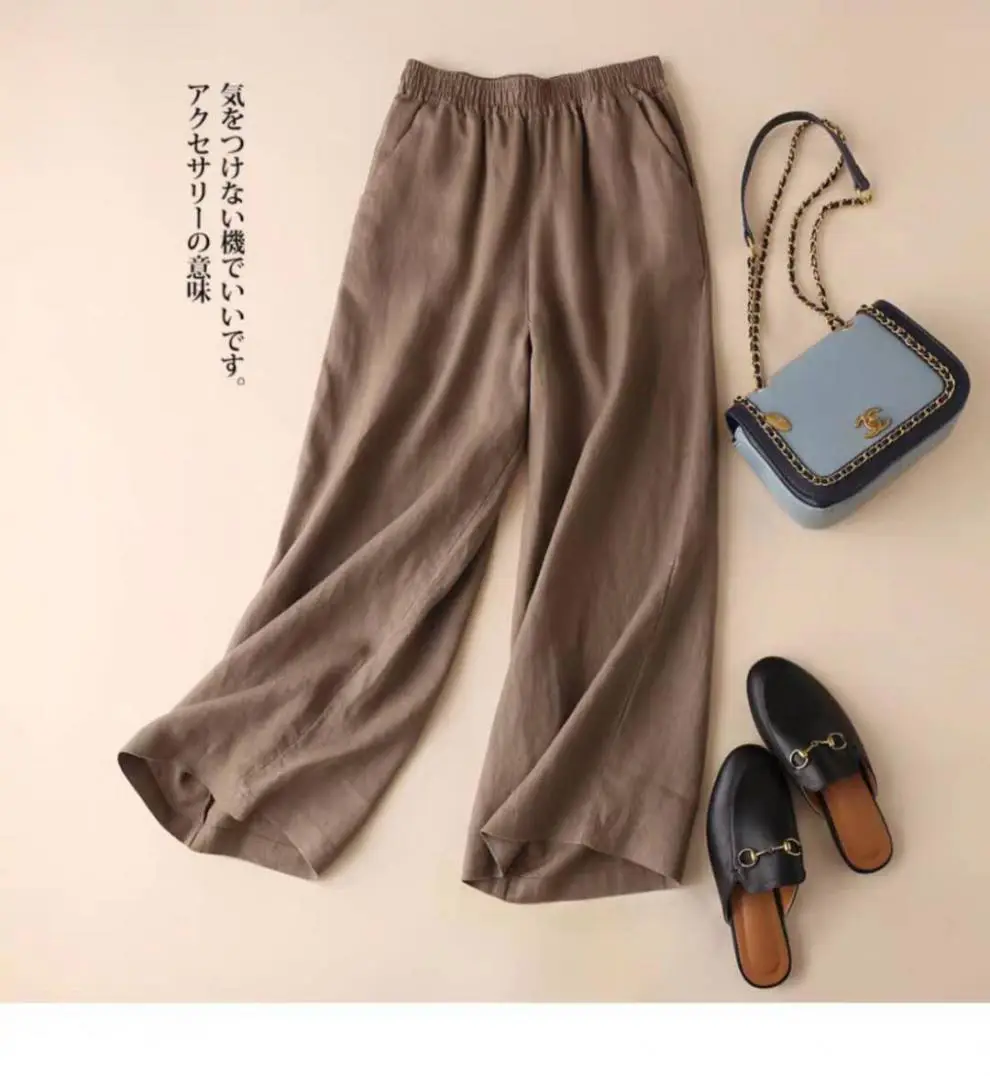 2024 Plus Size Linen Wide Leg Pants White — feature 6