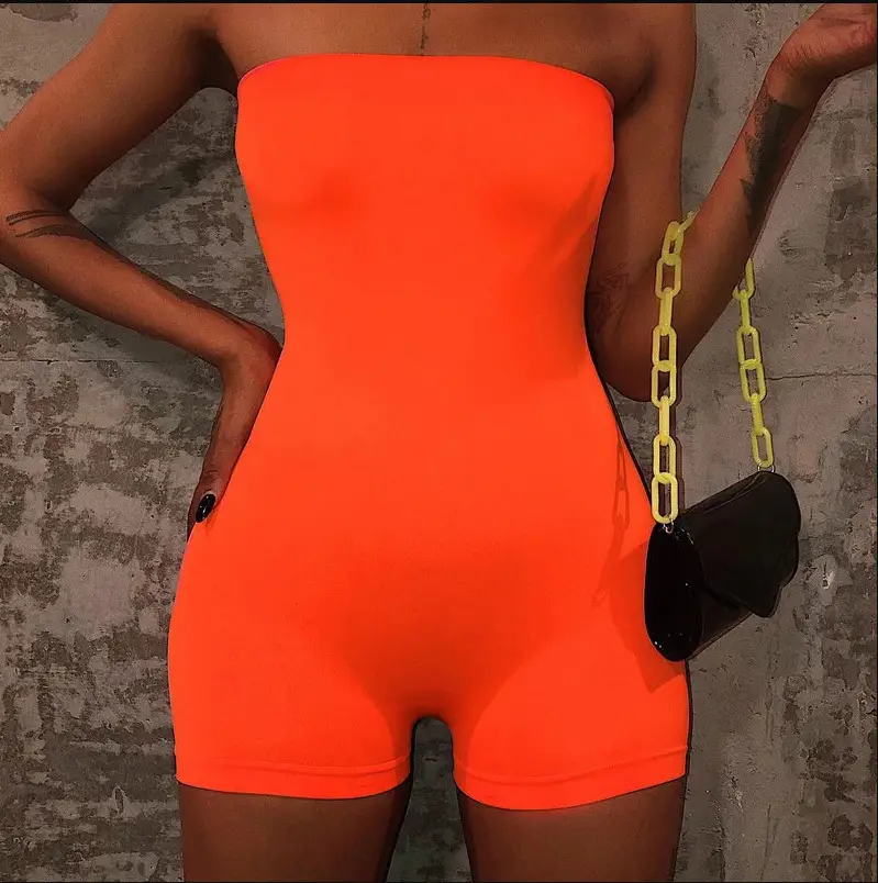 2021 Olive Green Slim Fit Tube Chest Shorts Set - Image 9