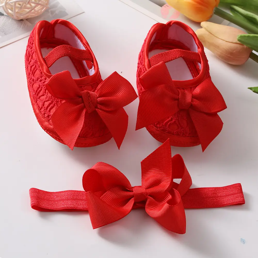 Purple Bow Baby Shoes Set for 0-3 Years