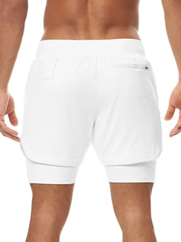 Men's White Quick-Drying Shorts Double Layer - Image 9