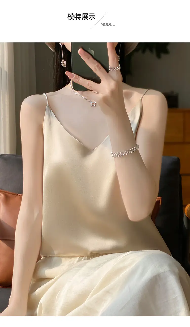 Women V Neck Camisole with Thin Strap & V Neck Design — feature 14