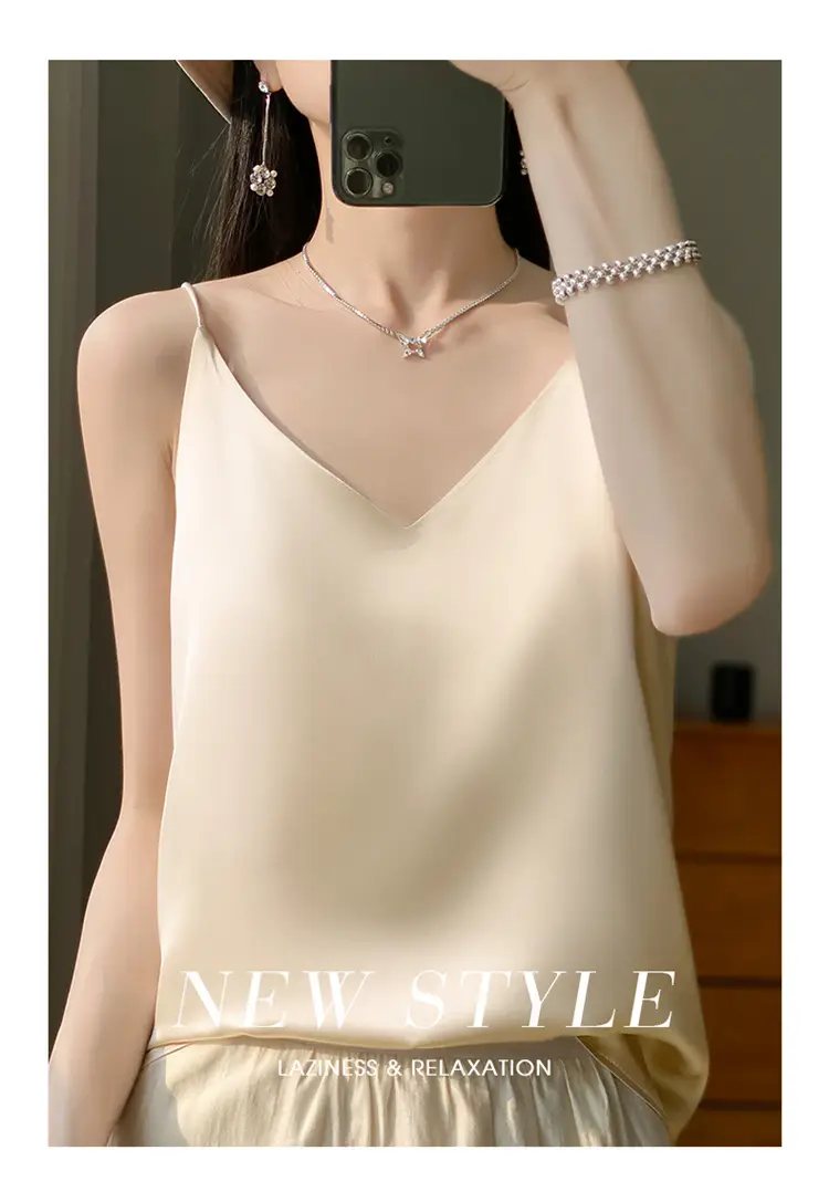 Women V Neck Camisole with Thin Strap & V Neck Design — feature 15