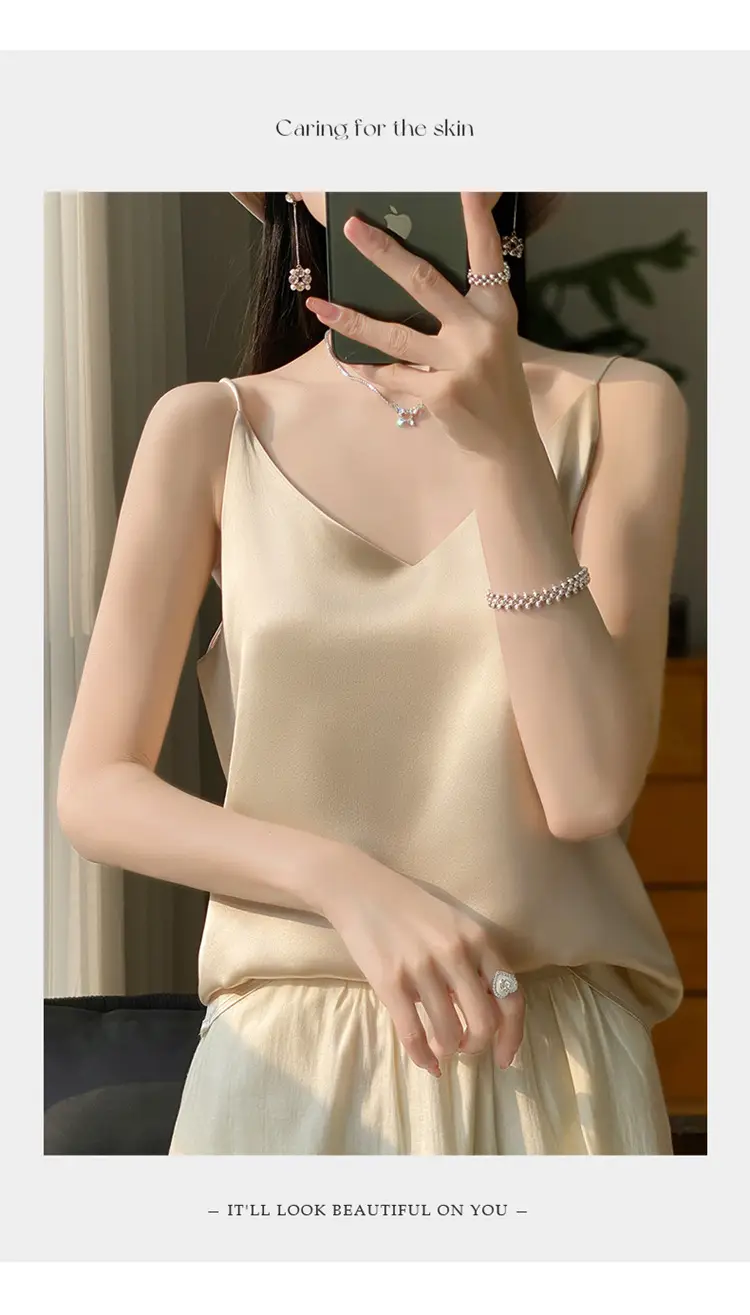 Women V Neck Camisole with Thin Strap & V Neck Design — feature 16