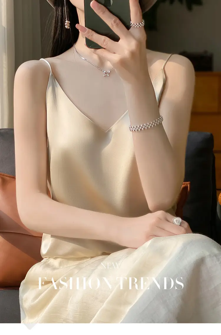 Women V Neck Camisole with Thin Strap & V Neck Design — feature 2