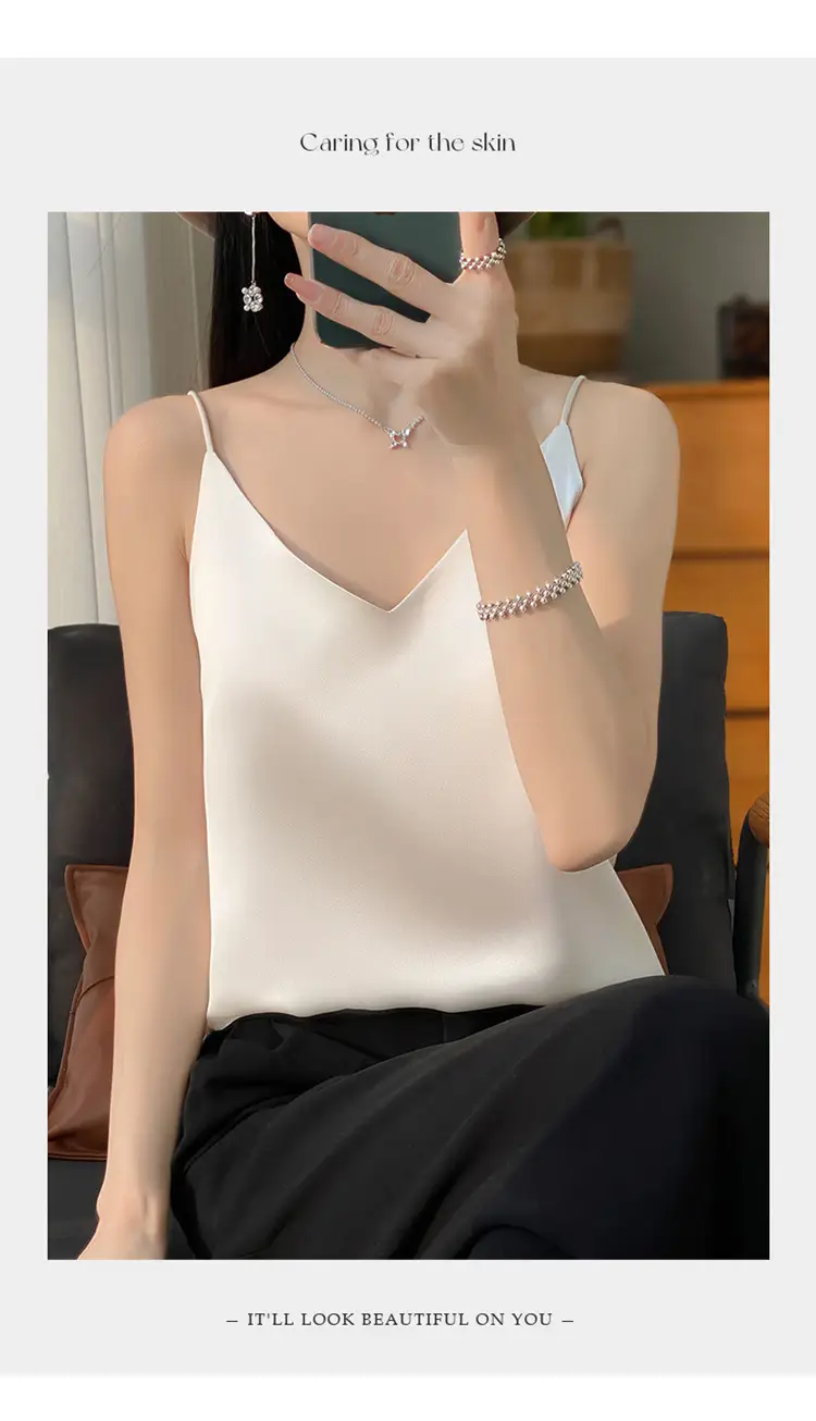 Women V Neck Camisole with Thin Strap & V Neck Design — feature 22