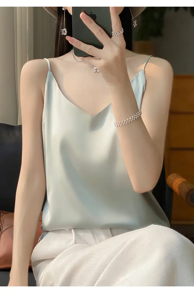 Women V Neck Camisole with Thin Strap & V Neck Design — feature 26