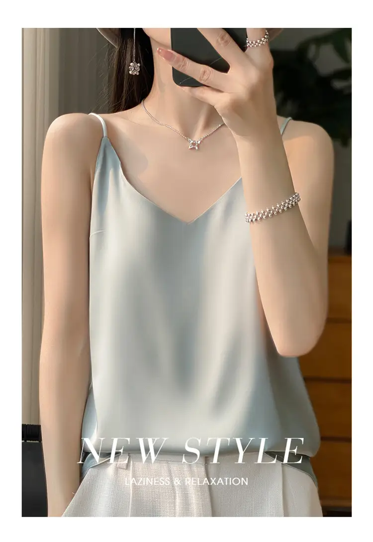 Women V Neck Camisole with Thin Strap & V Neck Design — feature 27