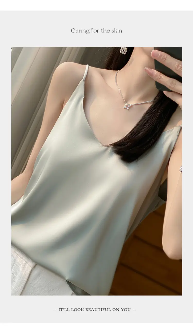 Women V Neck Camisole with Thin Strap & V Neck Design — feature 28