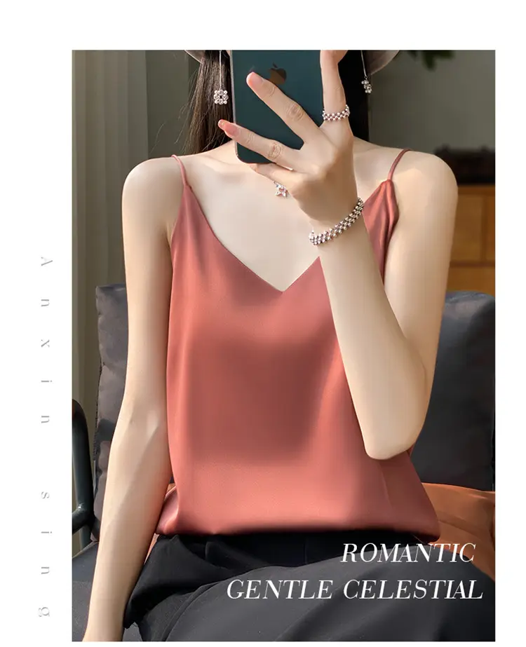 Women V Neck Camisole with Thin Strap & V Neck Design — feature 30