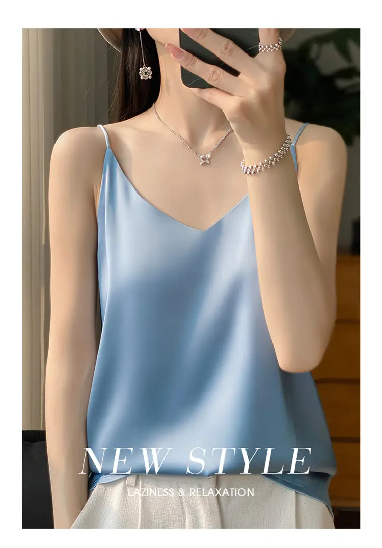 Women V Neck Camisole with Thin Strap & V Neck Design — feature 33