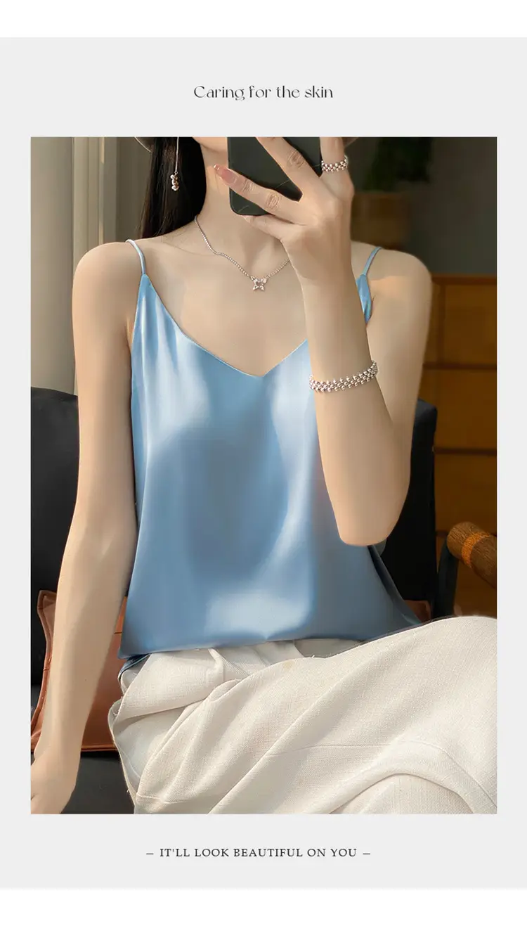 Women V Neck Camisole with Thin Strap & V Neck Design — feature 34