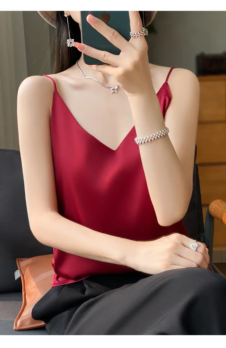 Women V Neck Camisole with Thin Strap & V Neck Design — feature 35