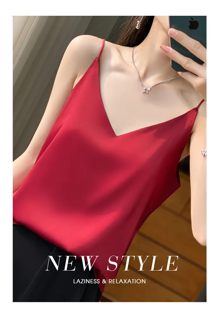 Women V Neck Camisole with Thin Strap & V Neck Design — feature 36