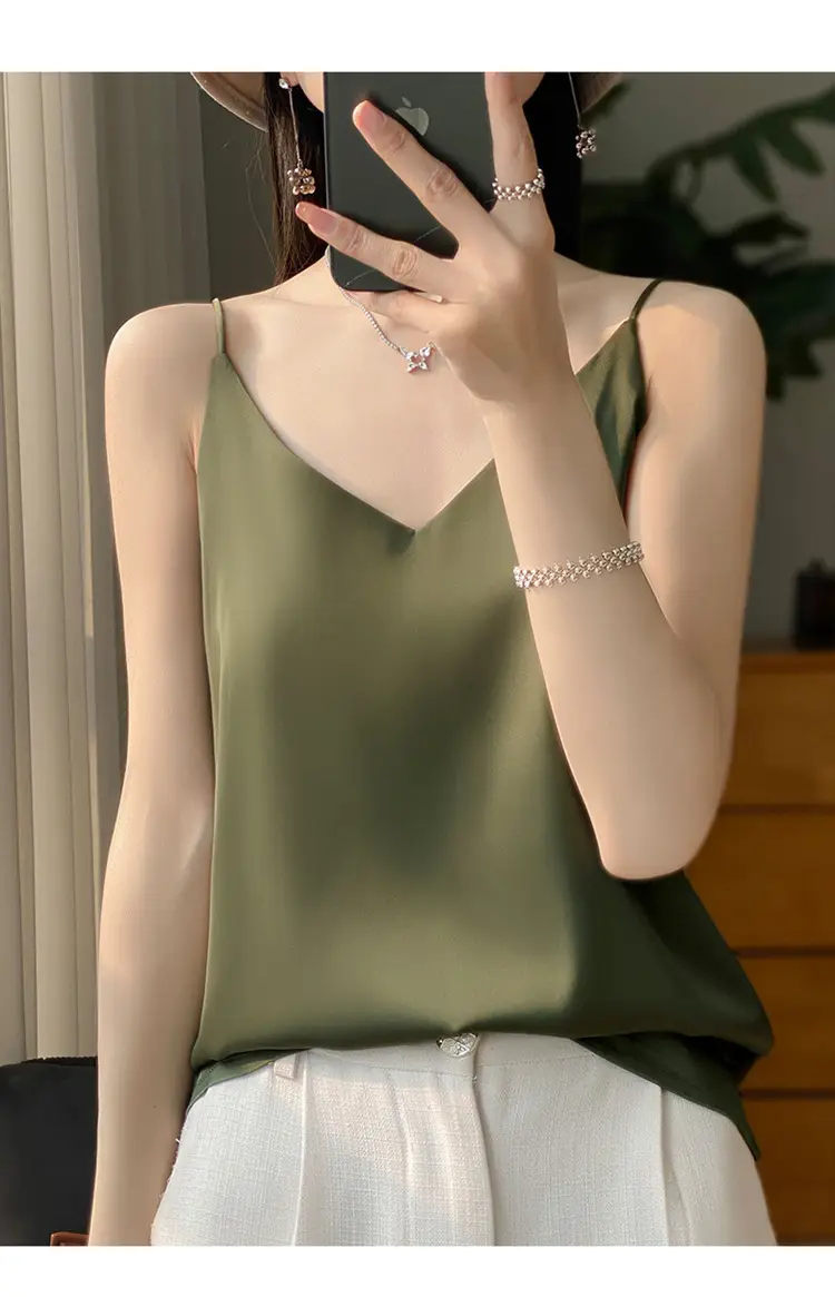 Women V Neck Camisole with Thin Strap & V Neck Design — feature 38