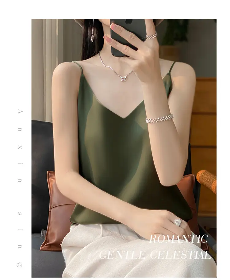 Women V Neck Camisole with Thin Strap & V Neck Design — feature 39