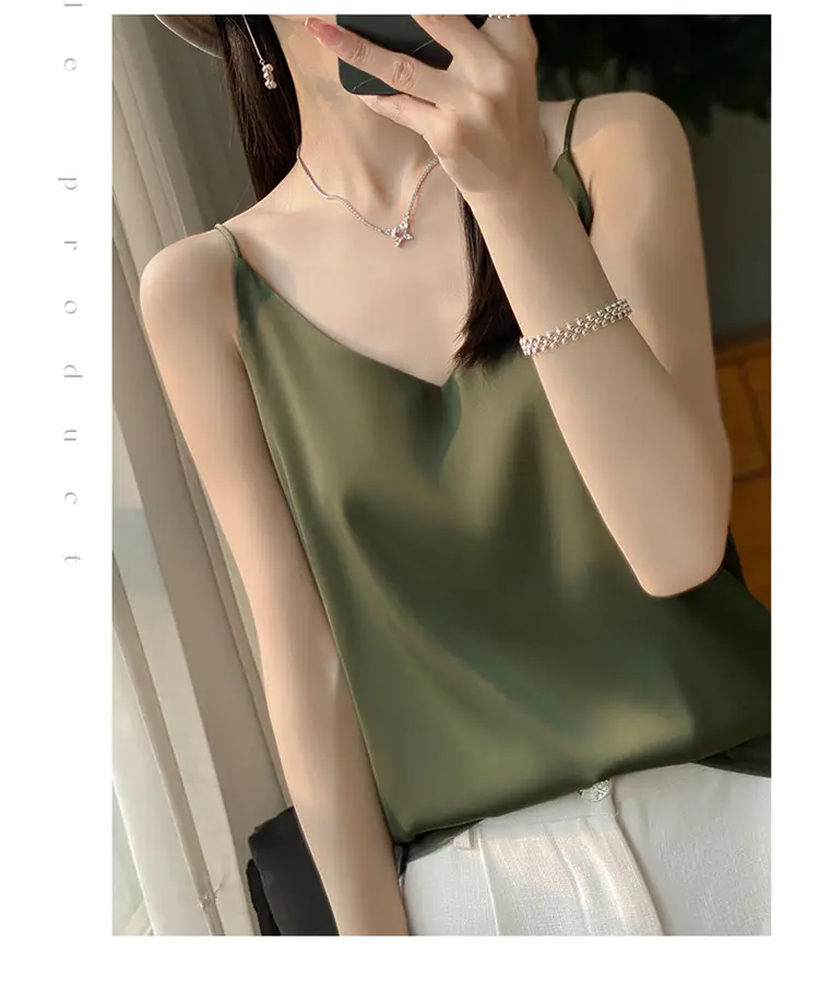 Women V Neck Camisole with Thin Strap & V Neck Design — feature 40