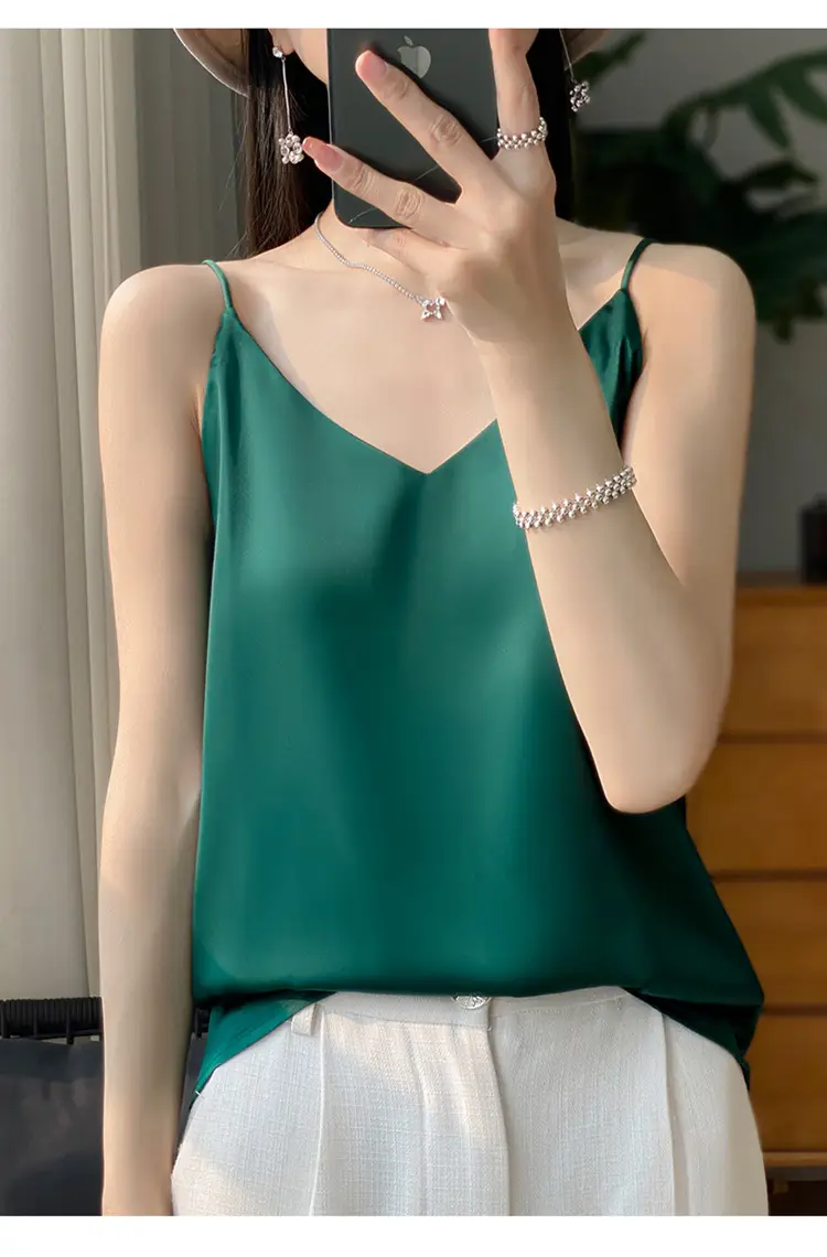 Women V Neck Camisole with Thin Strap & V Neck Design — feature 41