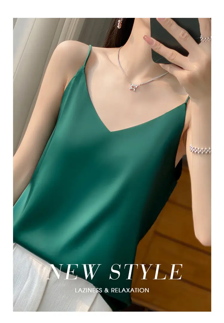 Women V Neck Camisole with Thin Strap & V Neck Design — feature 42