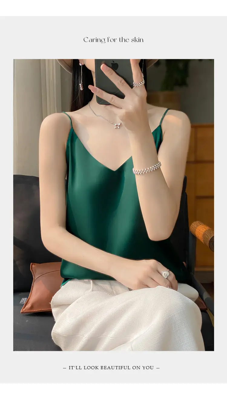 Women V Neck Camisole with Thin Strap & V Neck Design — feature 43
