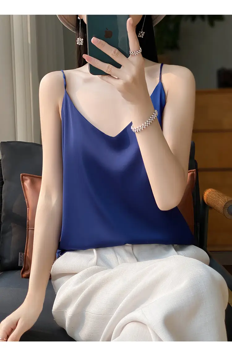 Women V Neck Camisole with Thin Strap & V Neck Design — feature 44
