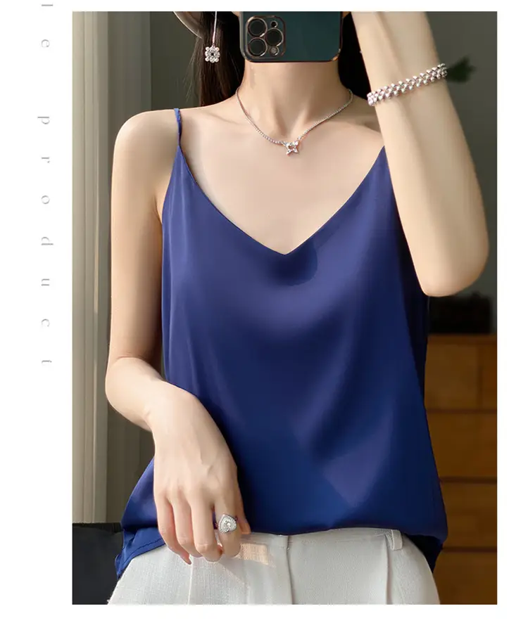 Women V Neck Camisole with Thin Strap & V Neck Design — feature 46
