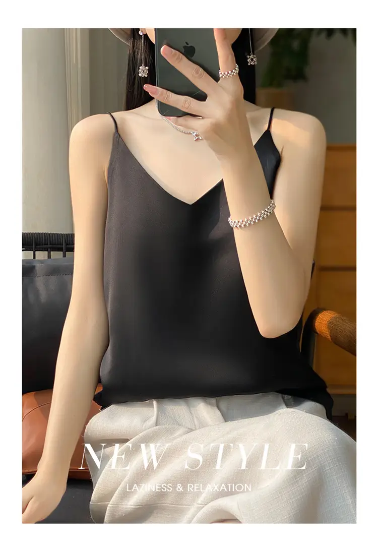 Women V Neck Camisole with Thin Strap & V Neck Design — feature 48