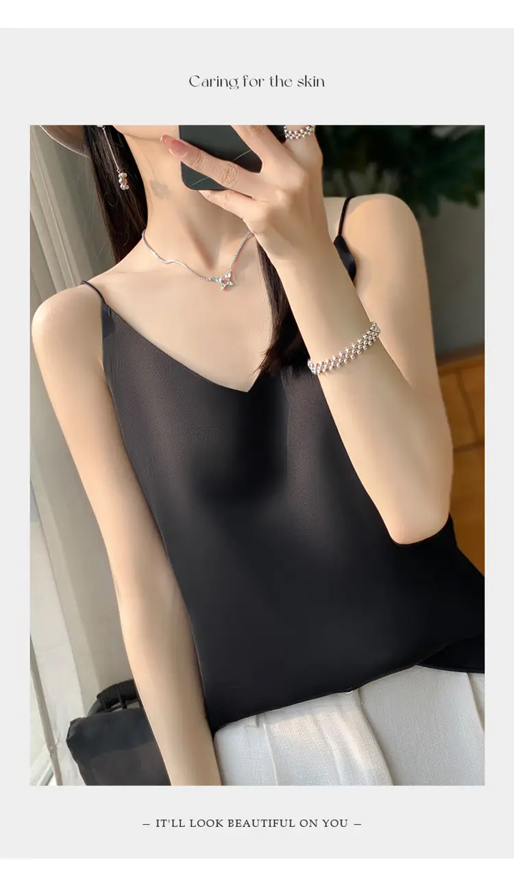 Women V Neck Camisole with Thin Strap & V Neck Design — feature 49