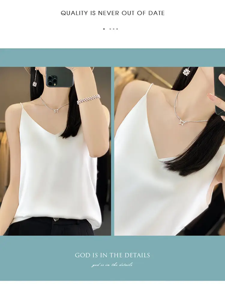 Women V Neck Camisole with Thin Strap & V Neck Design — feature 7