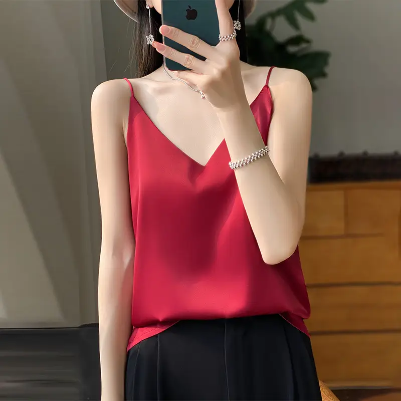 Women V Neck Camisole with Thin Strap & V Neck Design - Image 15