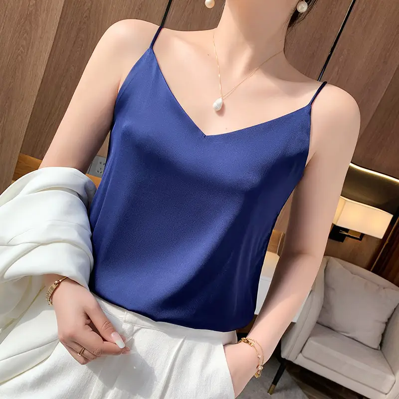 Women V Neck Camisole with Thin Strap & V Neck Design - Image 8