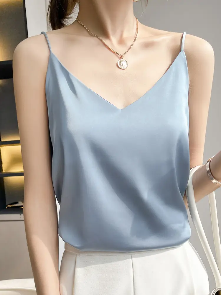 Women V Neck Camisole with Thin Strap & V Neck Design - Image 9